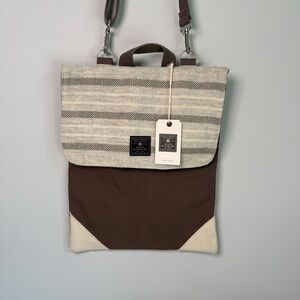 Faribault Woolen Mills Elegant Brown and Cream Messenger Bag/Backpack